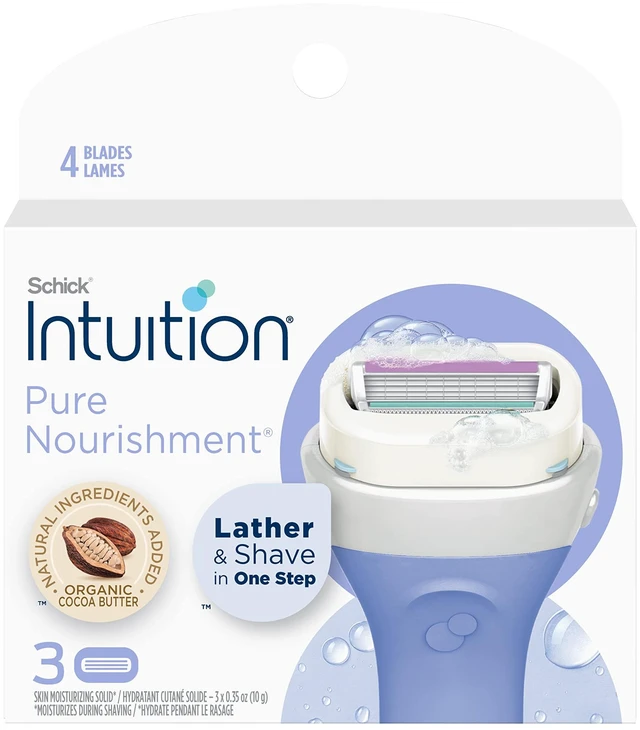 Main image of Schick Intuition Pure Nourishment Womens Razor Refills with Coconut Milk and Almond Oil, 3 Count (Pack of 1)