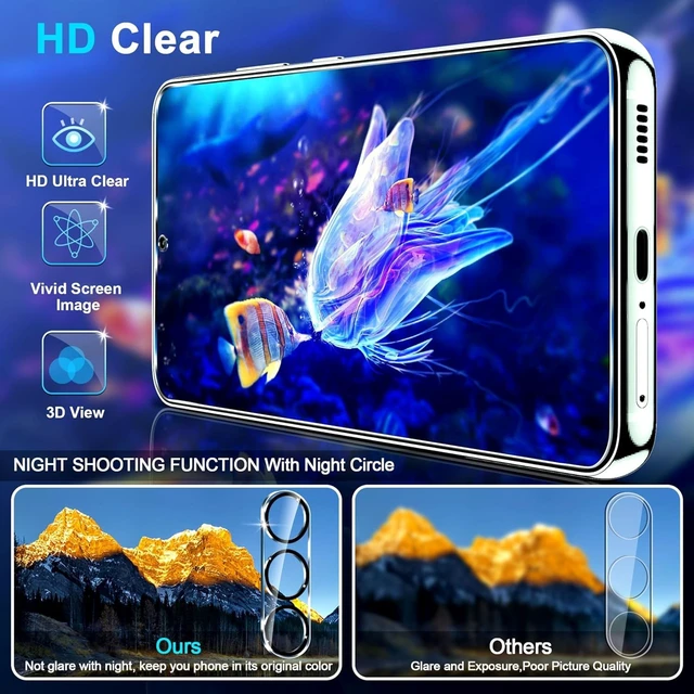 Alt view image 3 of 7 - 3 Pack for Samsung Galaxy S24 FE Screen Protector Tempered Glass + 3 Pack Camera Lens Protector, Military Grade Shatterproof, 9H Hardness, Fingerprint Unlock, Case Friendly 6.7 Inch