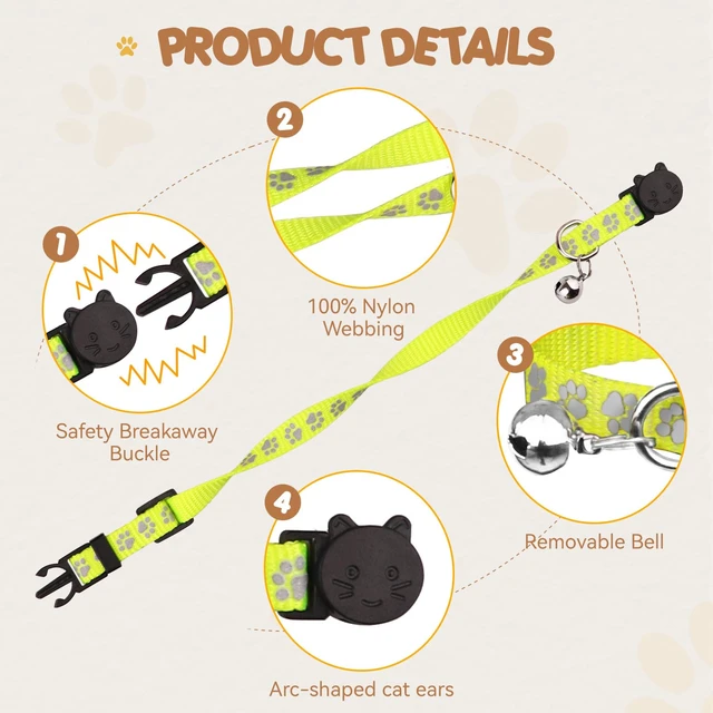 Alt view image 3 of 7 - 16 PCS Breakaway Cat Collars with Bells Reflective Cat Collar Safety Nylon Kitten Collars Cat Collars for Girl Boy Cats(6"-9")