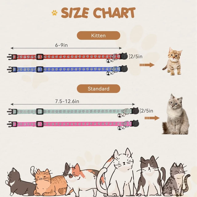 Alt view image 6 of 7 - 16 PCS Breakaway Cat Collars with Bells Reflective Cat Collar Safety Nylon Kitten Collars Cat Collars for Girl Boy Cats(6"-9")