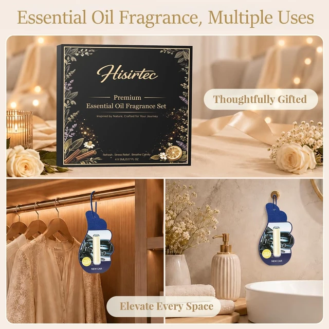 Alt view image 4 of 7 - Car Air Freshener Hanging 4 Pack, New Car Fragrance Smell Long-Lasting Essential Oil Diffuser Woman Men, Adjustable Scent Auto Accessories Gift for Home Office