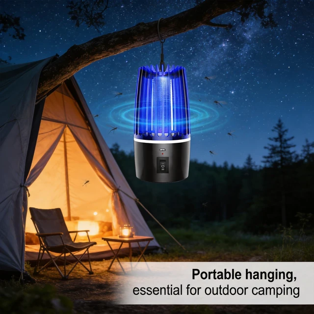 Alt view image 3 of 7 - Rechargeable Mosquito Zapper, 3500V Electric Bug Zapper with UV Light Attraction, 2000mAh USB Powered Insect Trap for Bedroom Kitchen Patio Indoor Outdoor Use