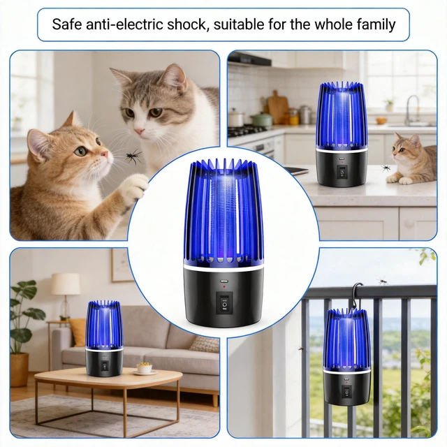 Alt view image 7 of 7 - Rechargeable Mosquito Zapper, 3500V Electric Bug Zapper with UV Light Attraction, 2000mAh USB Powered Insect Trap for Bedroom Kitchen Patio Indoor Outdoor Use