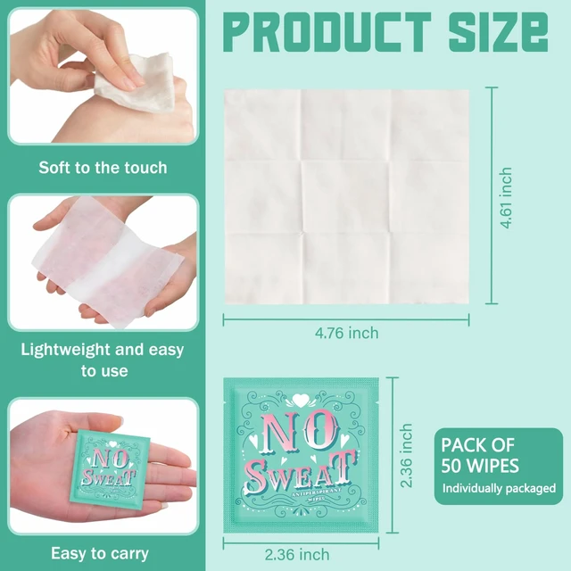 Alt view image 2 of 7 - Body Wipes 50 pieces of Antiperspirant deodorant Wipes And Travel Deodorant Individually Wrap Hypoallergenic Mini Deodorant Underarm Sweating And Travel To Clean Skin For Female Male Teenagers