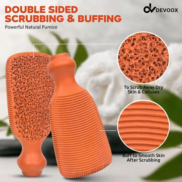 Alt view image 3 of 6 - Pumice Stone Natural for Shower Dual Sided Foot Exfoliator, Foot Scrubber for Dead Skin, Callus Remover for Feet, Hard Skin Remover, Pedicure Tool for Men & Women