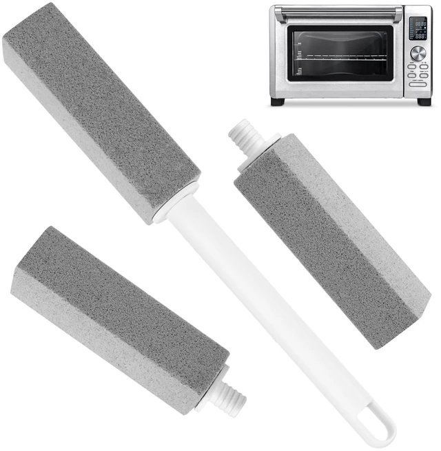 Main image of 3 Pack Pumice Stone for Cleaning Stove Gas Grates & Top, Extra Long Handle Cleaner Pumice Stone for Oven, with 3 Replacement Heads