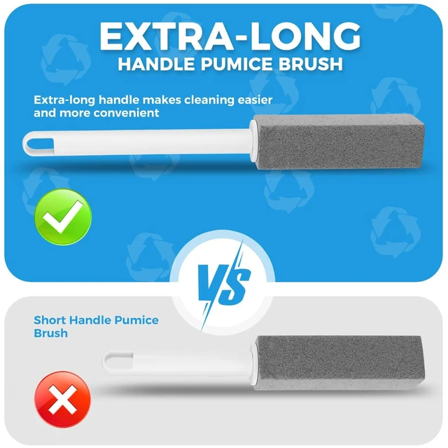 Alt view image 3 of 7 - 3 Pack Pumice Stone for Cleaning Stove Gas Grates & Top, Extra Long Handle Cleaner Pumice Stone for Oven, with 3 Replacement Heads