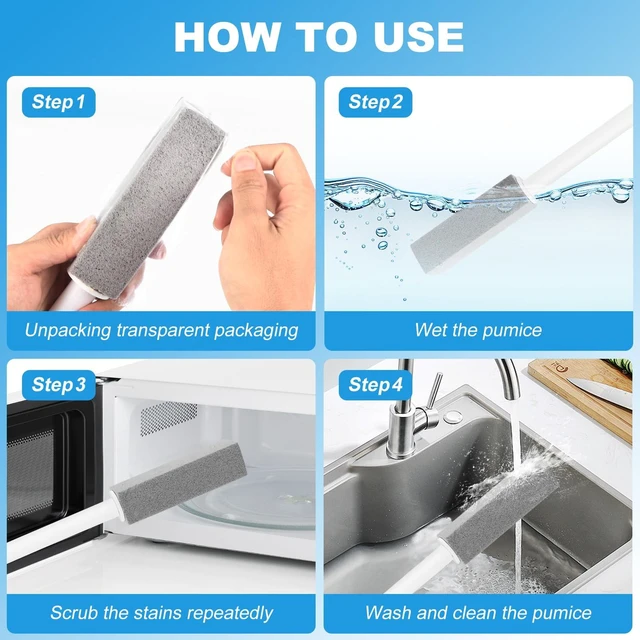 Alt view image 7 of 7 - 3 Pack Pumice Stone for Cleaning Stove Gas Grates & Top, Extra Long Handle Cleaner Pumice Stone for Oven, with 3 Replacement Heads