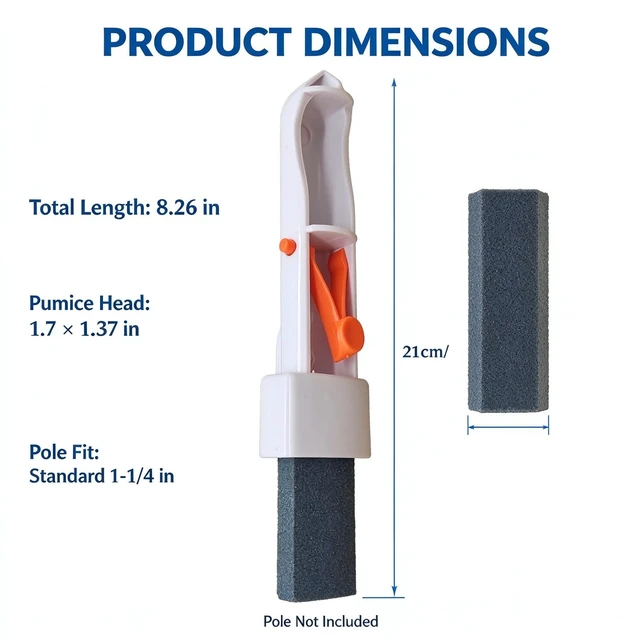 Alt view image 2 of 7 - Pool Tile and Waterline Pumice Stone, 3 Pack, Pole Fit 1-1/4 in | Pumice heads with clip handles scrub waterline calcium and hard water stains; pole not included; for tile/plaster/concrete