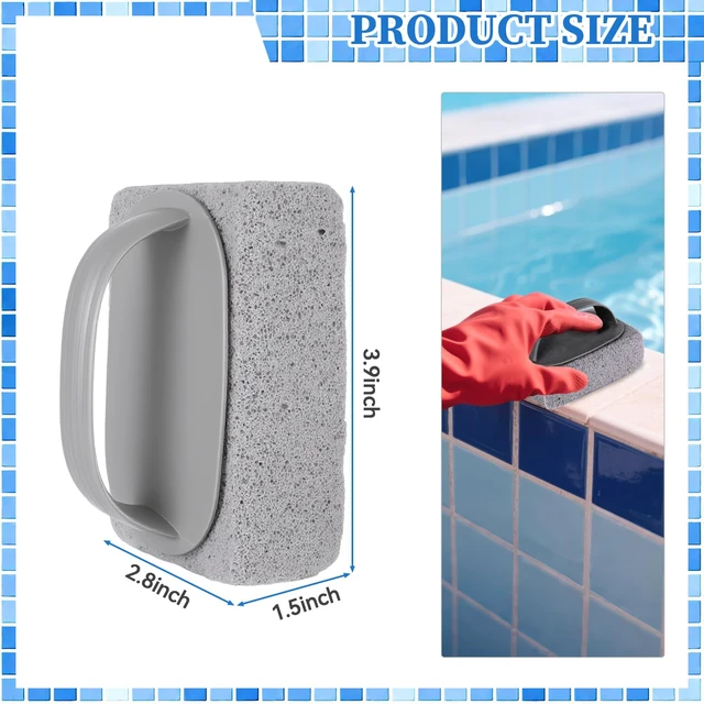 Alt view image 2 of 7 - Pool Pumice Stones 4 Pcs Hand-Held Pumice Stone for Pool Tile Cleaning, Swimming Pool Pumice Stone for Cleaning Block with Handle, Remove Stains Tile Cleaner Handheld Flat Top for Swimming Pools