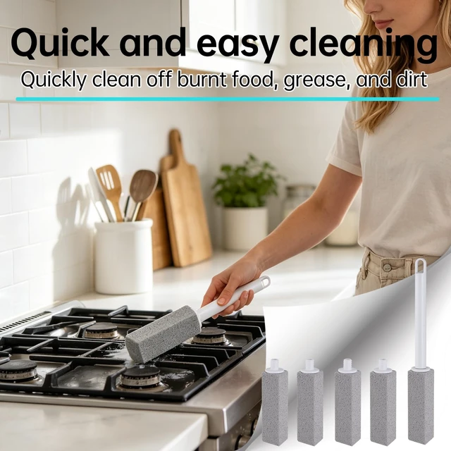Alt view image 7 of 7 - Pumice Stone for Cleaning Stove, Pumice Stone for Cleaning with Handle 5PCS | Hard Water Stain Eraser, Hanging Hole, Durable, Powerful Cleaning, Fast and Easy to Clean, Easy to Use, Great for Home Use
