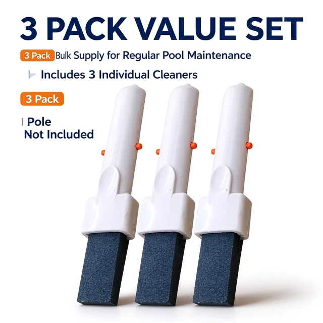 Alt view image 4 of 7 - Pool Tile and Waterline Pumice Stone, 3 Pack, Pole Fit 1-1/4 in | Pumice heads with clip handles scrub waterline calcium and hard water stains; pole not included; for tile/plaster/concrete