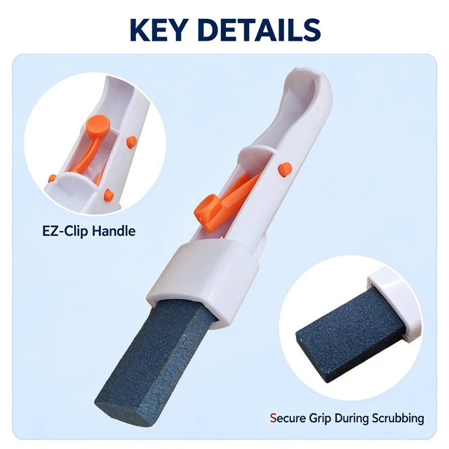 Alt view image 5 of 7 - Pool Tile and Waterline Pumice Stone, 3 Pack, Pole Fit 1-1/4 in | Pumice heads with clip handles scrub waterline calcium and hard water stains; pole not included; for tile/plaster/concrete