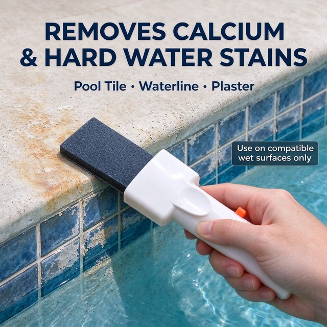 Alt view image 6 of 7 - Pool Tile and Waterline Pumice Stone, 3 Pack, Pole Fit 1-1/4 in | Pumice heads with clip handles scrub waterline calcium and hard water stains; pole not included; for tile/plaster/concrete
