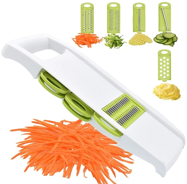 Main image of 5 in 1 Mandoline Slicer Vegetable Slicer Mandolin Multi Blade Potato Veggie Slicer Vegetable Cutter Julienne Shredder Potato Slicer Green