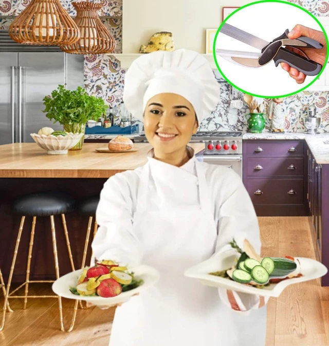 Alt view image 7 of 7 - Vegetable Slicer Cutter - Produce Chopper Fruit Cutter - Smart Cutting Board And Knife Set Great Gift - Vegetable Chopper Veggie Cutter - Multiple Purpose Vegetable Slicer - Clever Smart Cutter