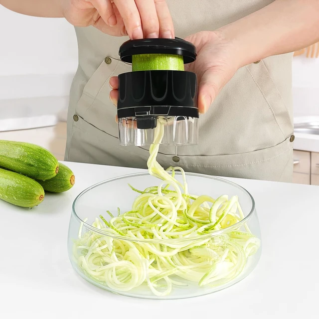 Alt view image 6 of 6 - 3 in 1 Vegetable Spiralizer Slicer, Adjustable Zucchini Carrot Noodle Maker, Cucumber Spiral Cutter, Easy to Use Kitchen ToolBlack