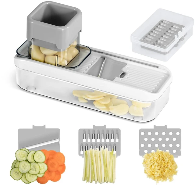 Main image of Mini Garlic Slicer Multi-Functional Mandoline Slicer Veggie Shredder Garlic Ginger Grinder Vegetable Mandoline Cutter with Container