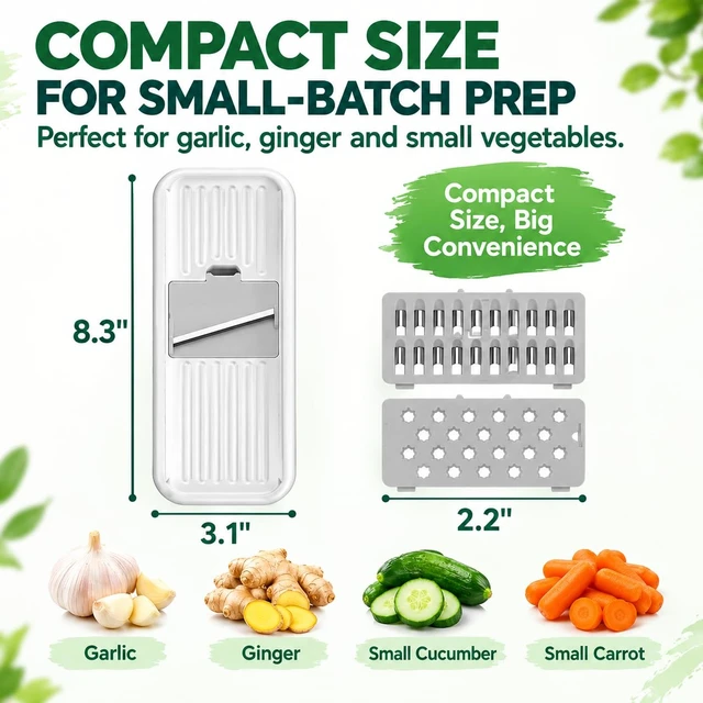 Alt view image 3 of 7 - Mini Garlic Slicer Multi-Functional Mandoline Slicer Veggie Shredder Garlic Ginger Grinder Vegetable Mandoline Cutter with Container