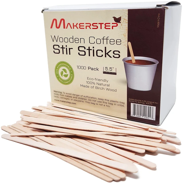 Main image of Birch Wood Coffee Stirrers, 5.5 Inch Round End Wooden Stir Sticks 1000 Pack
