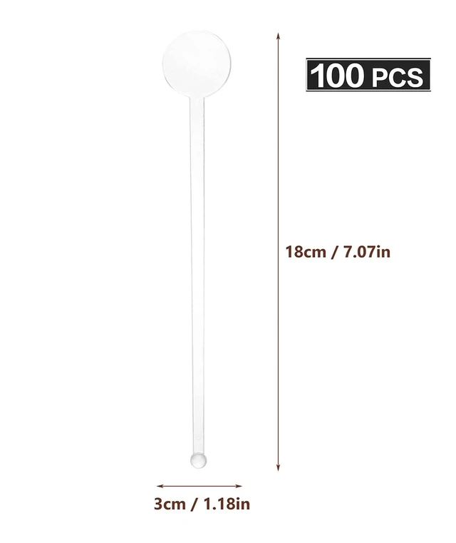 Alt view image 3 of 5 - 100PCS 7 Inches Cocktail Swizzle Sticks, Disposible Plastic Drink Stirrers Plastic Coffee Whiskey Beverage Stirrers (Transparent)