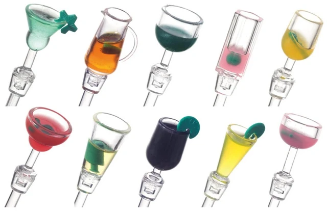 Alt view image 4 of 7 - Swizzle Sticks Colorful Clear Beverage Stirrers 9.05" Drink Stirrer Cocktail Stirrer Clear Shafts Cocktail Drink Stirrers for Bars Cafes Restaurants Home Use 10 Pieces