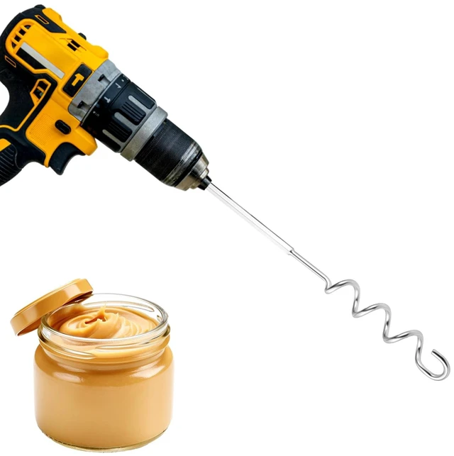 Main image of Peanut Butter Stirrer, 11.8 Inch Stainless Steel Nut Butter Mixer | Peanut Butter Stirring Tool Drill Nut Butter Stirrer Fast Mixing Stirrer Utensil for Mixing Various Peanut Butter Jam
