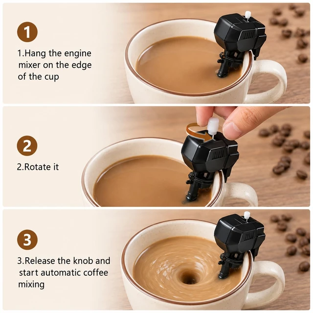 Alt view image 6 of 7 - Wind Up Outboard Motor Coffee Mixer,Novelty Boat Motor Coffee Stirrer,Marine Engine Coffees Mixer,Mini Drink Stirring Gadget for Home Office Coffee Time