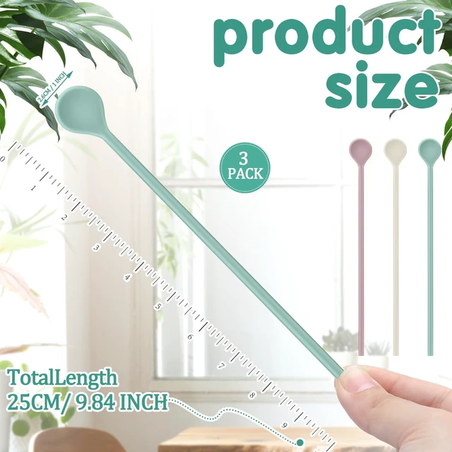 Alt view image 2 of 6 - 3 Pcs 10" Silicone Stirrer Stick Spoon, Green,Pink,White | Reusable Drink Stirrer for Coffee Tea Cocktails, Bar Multipurpose Tool, Long Handle Design for Tall Glasses, Dishwasher Safe