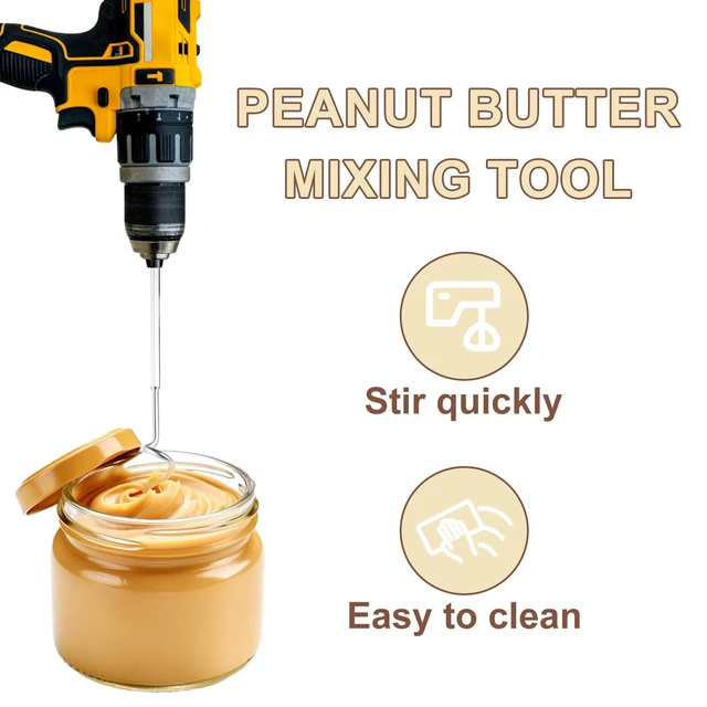 Alt view image 3 of 7 - Peanut Butter Stirrer, 11.8 Inch Stainless Steel Nut Butter Mixer | Peanut Butter Stirring Tool Drill Nut Butter Stirrer Fast Mixing Stirrer Utensil for Mixing Various Peanut Butter Jam