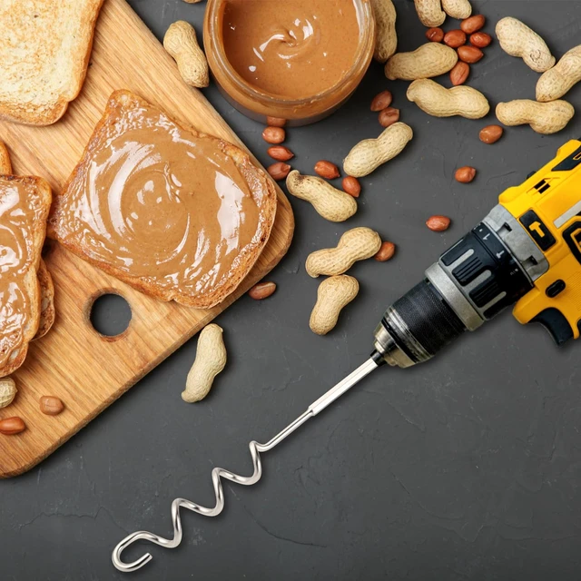 Alt view image 6 of 7 - Peanut Butter Stirrer, 11.8 Inch Stainless Steel Nut Butter Mixer | Peanut Butter Stirring Tool Drill Nut Butter Stirrer Fast Mixing Stirrer Utensil for Mixing Various Peanut Butter Jam