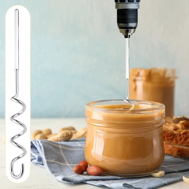 Alt view image 7 of 7 - Peanut Butter Stirrer, 11.8 Inch Stainless Steel Nut Butter Mixer | Peanut Butter Stirring Tool Drill Nut Butter Stirrer Fast Mixing Stirrer Utensil for Mixing Various Peanut Butter Jam