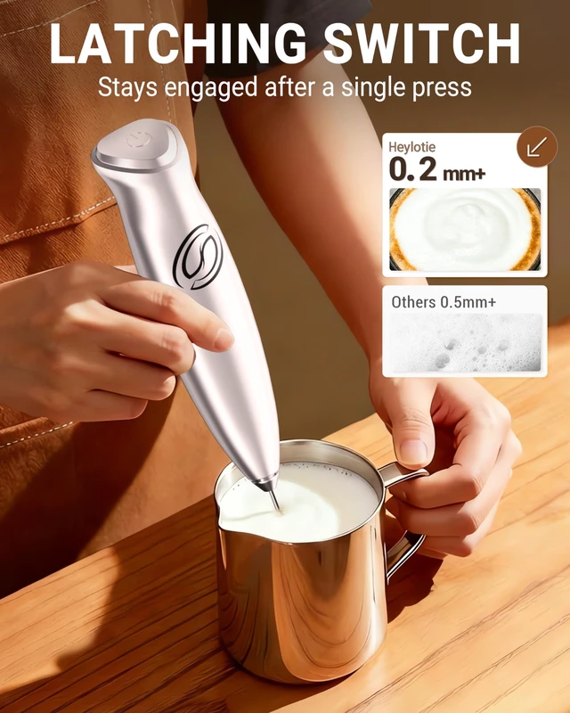 Alt view image 2 of 7 - Milk Frother Handheld Frother Wand Drink Mixer Handheld Coffee Stirrers Electric Frother for Coffee Mixer Wand with 2 Whisk frother for protein powder coffee frother handheld-Silver