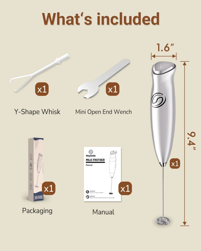 Alt view image 7 of 7 - Milk Frother Handheld Frother Wand Drink Mixer Handheld Coffee Stirrers Electric Frother for Coffee Mixer Wand with 2 Whisk frother for protein powder coffee frother handheld-Silver