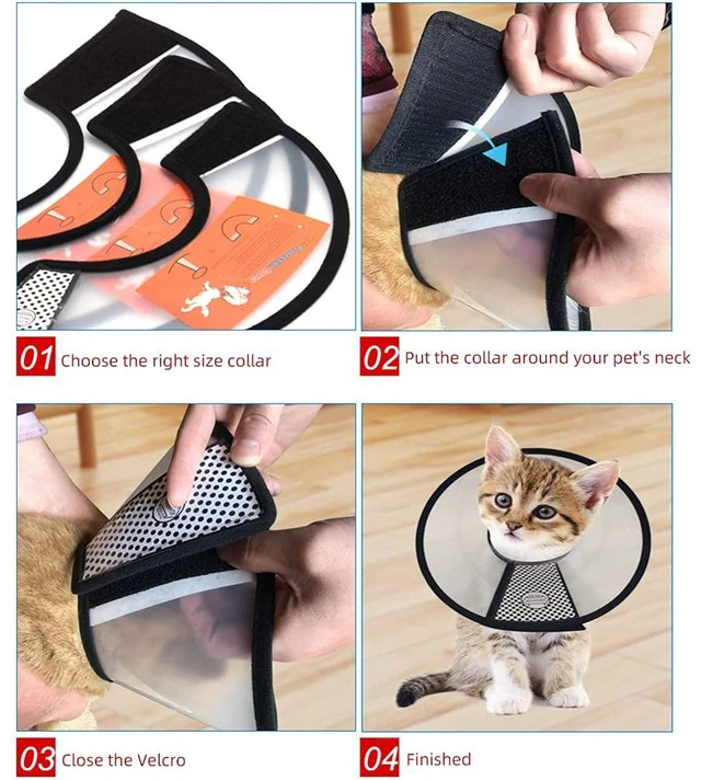 Alt view image 4 of 6 - Plastic Pet Recovery Collars & Cones for Dogs and Cats After Surgery Adjustable Dog Neck Cone Surgical Elizabeth E-Collar Prevent Biting and Stop Licking Wound (S)