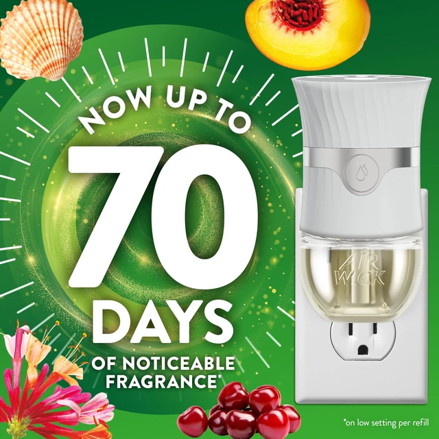 Alt view image 2 of 7 - Plug In Air Freshener Refills, Lush Honeysuckle & Sweet Peach, 4ct | Air Wick plug in air fresheners for home, Calming Sea Spray & Paradise Retreats, 4ct, infused with essential oils