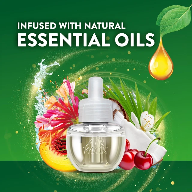 Alt view image 3 of 7 - Plug In Air Freshener Refills, Lush Honeysuckle & Sweet Peach, 4ct | Air Wick plug in air fresheners for home, Calming Sea Spray & Paradise Retreats, 4ct, infused with essential oils