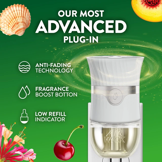 Alt view image 6 of 7 - Plug In Air Freshener Refills, Lush Honeysuckle & Sweet Peach, 4ct | Air Wick plug in air fresheners for home, Calming Sea Spray & Paradise Retreats, 4ct, infused with essential oils