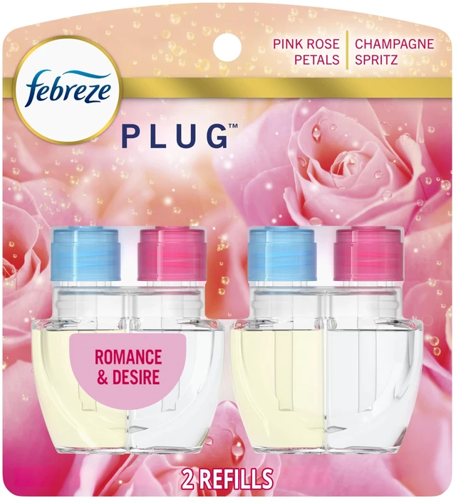 Main image of Plug In Air Freshener, Odor-Fighting Scented Oil Refill, Air Fresheners for Home and Bathroom and Kitchen, Long Lasting for Strong Odors, Romance & Desire Scent, 0.87oz Refills, 2 Count