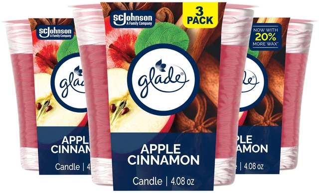 Main image of 1-Wick Scented Candle Jar, Apple Cinnamon, Air Freshener Infused with Essential Oils, 4.08 Oz, 3 Count