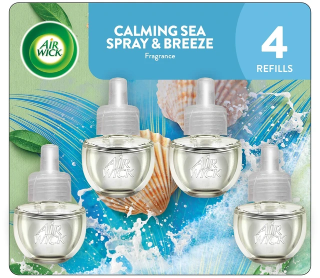 Main image of Plug in Refills, Calming Sea Spray & Breeze Air Freshener, 4ct | Air Wick air fresheners for home, Calming Sea Spray & Breeze scented oil refills, infused with essential oils, 4 count