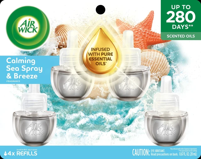 Alt view image 2 of 7 - Plug in Refills, Calming Sea Spray & Breeze Air Freshener, 4ct | Air Wick air fresheners for home, Calming Sea Spray & Breeze scented oil refills, infused with essential oils, 4 count