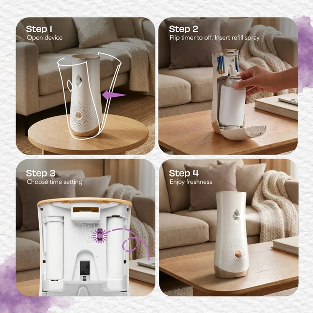 Alt view image 6 of 7 - Automatic Spray Refill, Air Freshener for Home and Bathroom, Lavender & Vanilla, 6.2 Oz, 2 Count