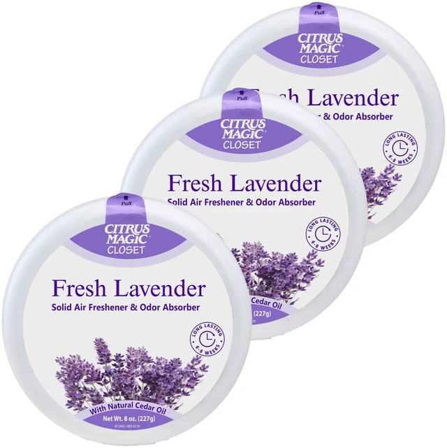 Main image of Closet Solid Air Freshener, Fresh Lavender, 8 Ounce, Pack of 3 | Odor Absorber for Closets, Drawers, Laundry Rooms, Bathrooms, Gym Bags & Pet Areas, 24/7 Freshness Up to 45 Days Each