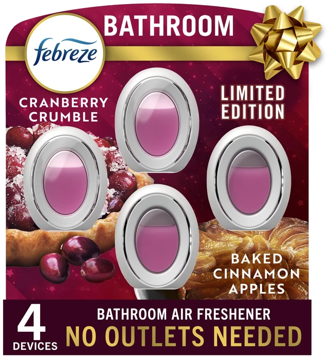 Main image of Bathroom Air Freshener, Odor-Fighting, Plug In Alternative, Air Fresheners for Home and Bathroom and Kitchen, Closet Air Fresheners, Baked Cinnamon Apples & Cranberry Crumble Scent, 4 Count