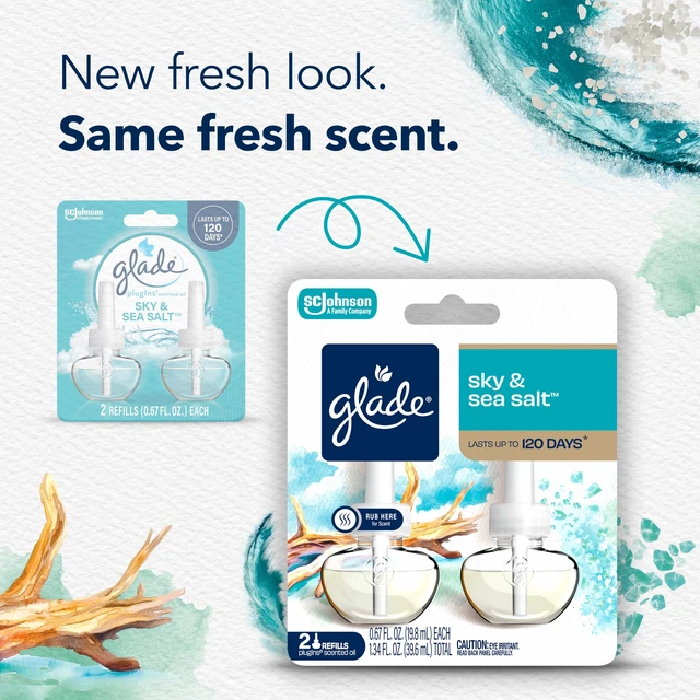 Alt view image 2 of 7 - PlugIns Air Freshener Refills, Sky & Sea Salt, 5 Count | 0.67 fl oz Each, Includes 5 Refills, Scented and Essential Oils for Home and Bathroom Use, Fits Glade PlugIn Warmer