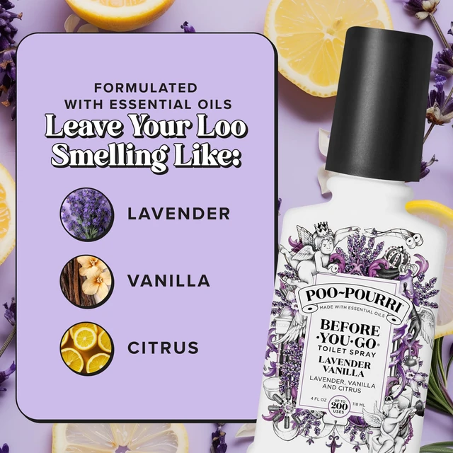 Alt view image 3 of 6 - Before-You-Go Toilet Spray, Lavender Vanilla, 4 Fl Oz | Bathroom Odor Deodorizer, Plant-Based with Essential Oils, for Home or Work, Lavender, Vanilla & Citrus Scent, Up to 200 Uses