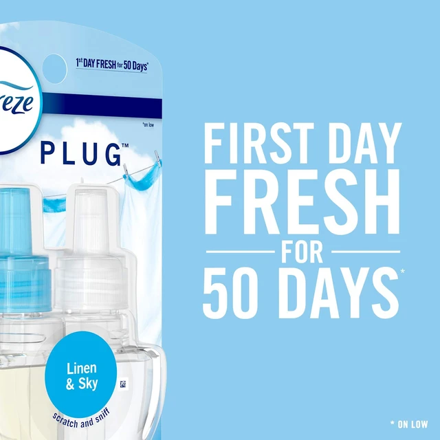 Alt view image 3 of 6 - Odor-Fighting Fade Defy PLUG Air Freshener Refill, Heavy Duty Crisp Clean, (2) .87 fl. oz. Oil Refills