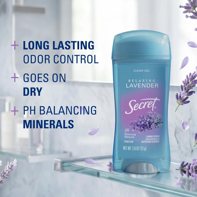 Alt view image 2 of 7 - Antiperspirant Deodorant for Women, Lavender Scent, 2.6 oz Pack of 2 | 72HR Sweat & Odor Protection | Clear Gel Formula | pH Balanced & Pro-Hyaluronic Acid | Gentle on Skin | Instant Freshness