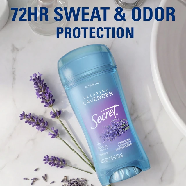 Alt view image 3 of 7 - Antiperspirant Deodorant for Women, Lavender Scent, 2.6 oz Pack of 2 | 72HR Sweat & Odor Protection | Clear Gel Formula | pH Balanced & Pro-Hyaluronic Acid | Gentle on Skin | Instant Freshness